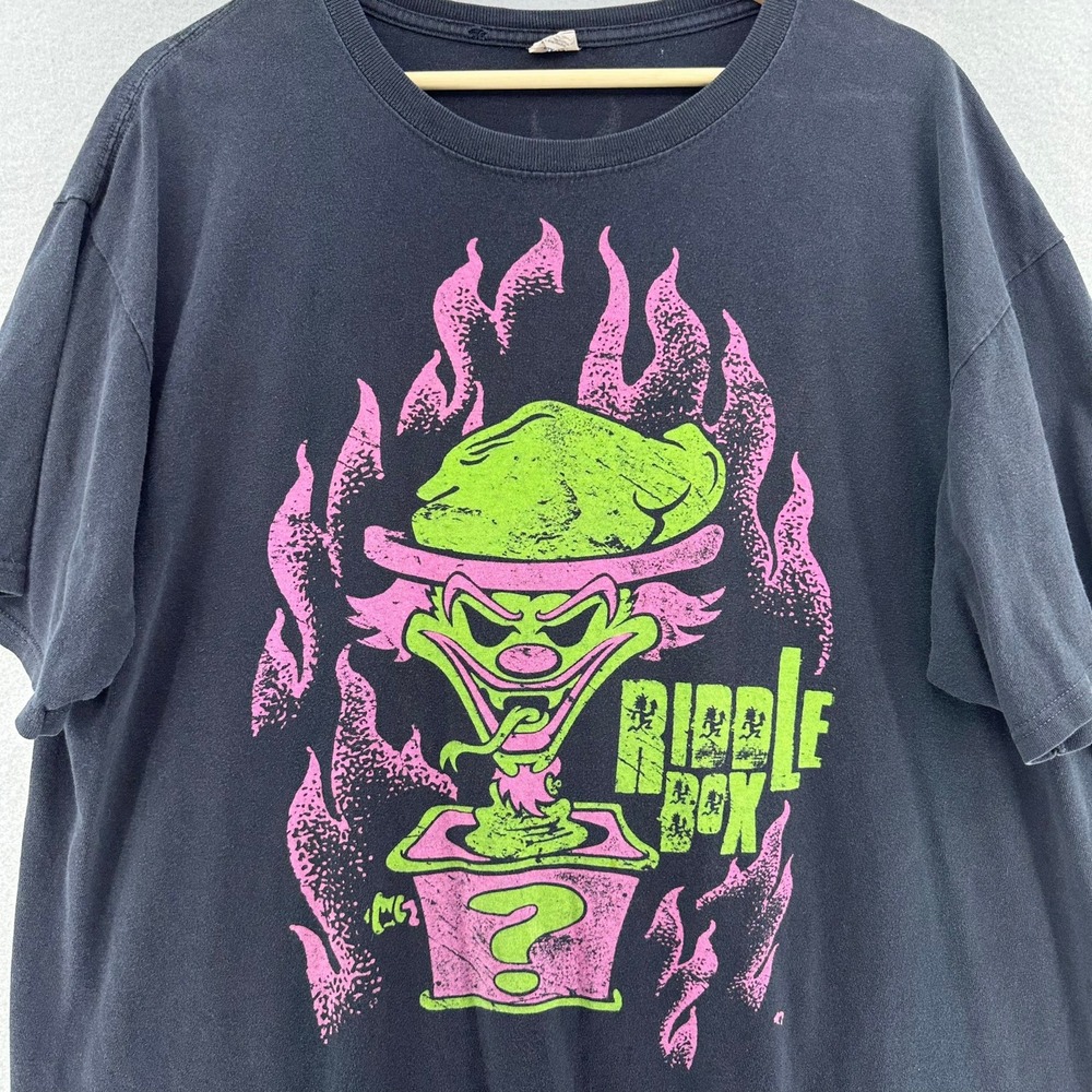 2010 Riddle Box ICP Insane Clown Posse Black Double Sided TShirt 2XL Juggalo Y2K